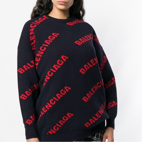 Balenciaga Jumper/Sweater in dark blue & red. Size: S. - Picture 6 of 12